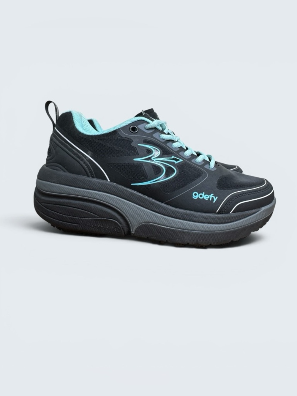 GDEFY Gravity Defyer Comfort Fit TB9022FTL-W Athletic Walking Shoes Black/Teal 9